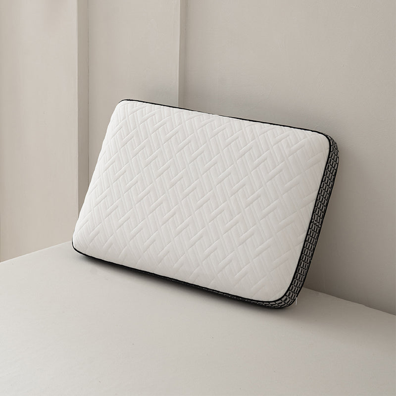 Memory foam pillow with herringbone contrast shell