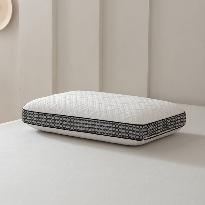 Memory foam pillow with herringbone contrast shell