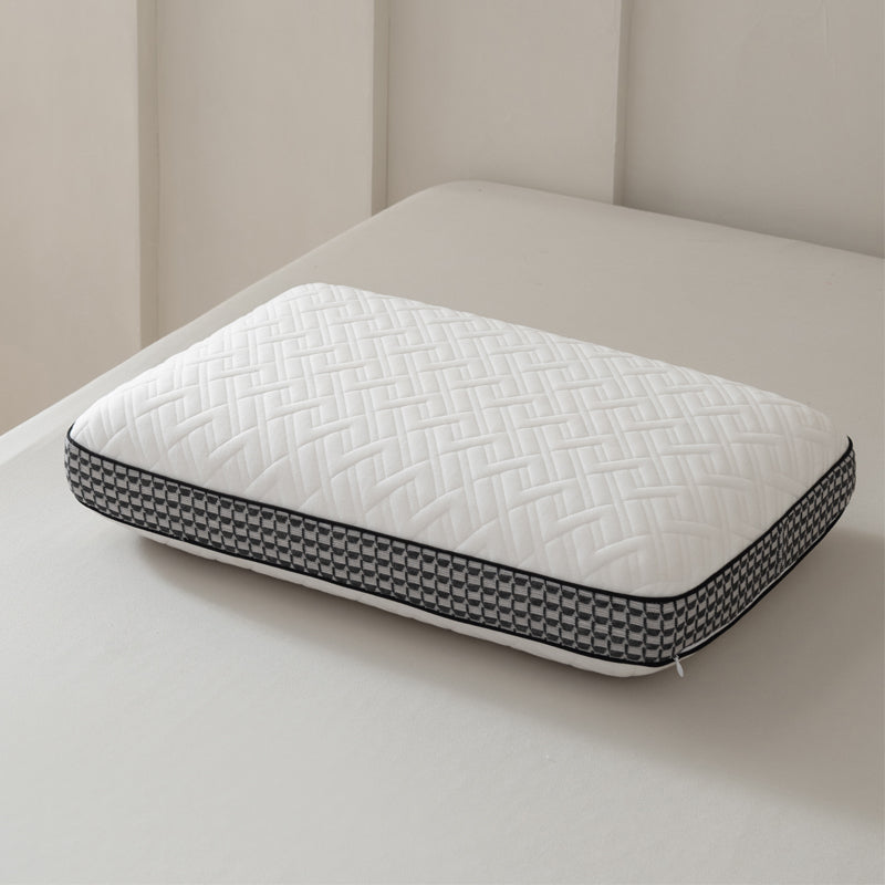 Memory foam pillow with herringbone contrast shell